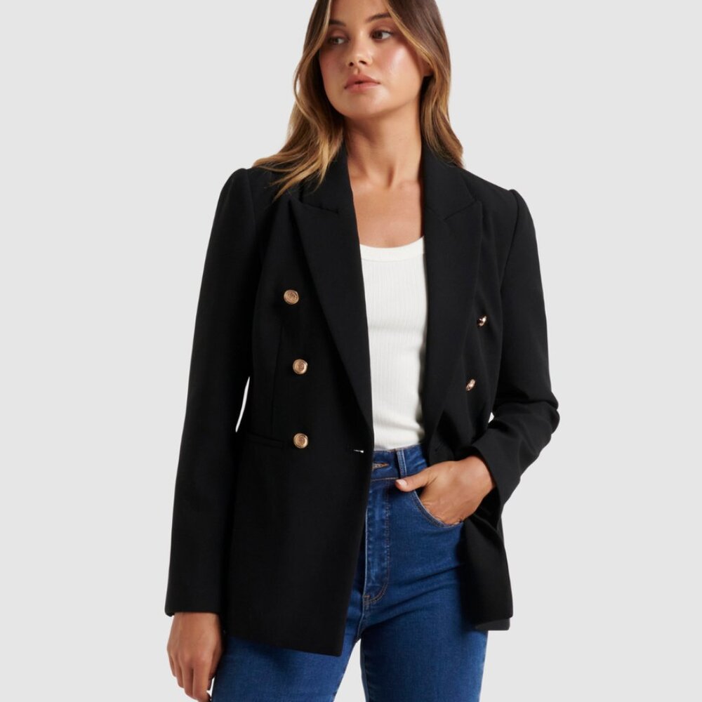 NWT Ever New Milly Military Button Blazer, Black Sz 2